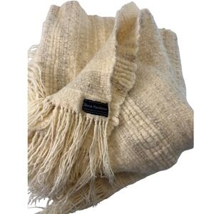 Gloria Hardiman Designer Weaver Door County‎ Cream Handwoven Fringed Throw